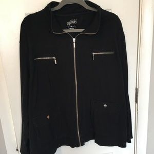 Style & Co Black Racer Style Zip Jacket | 3X